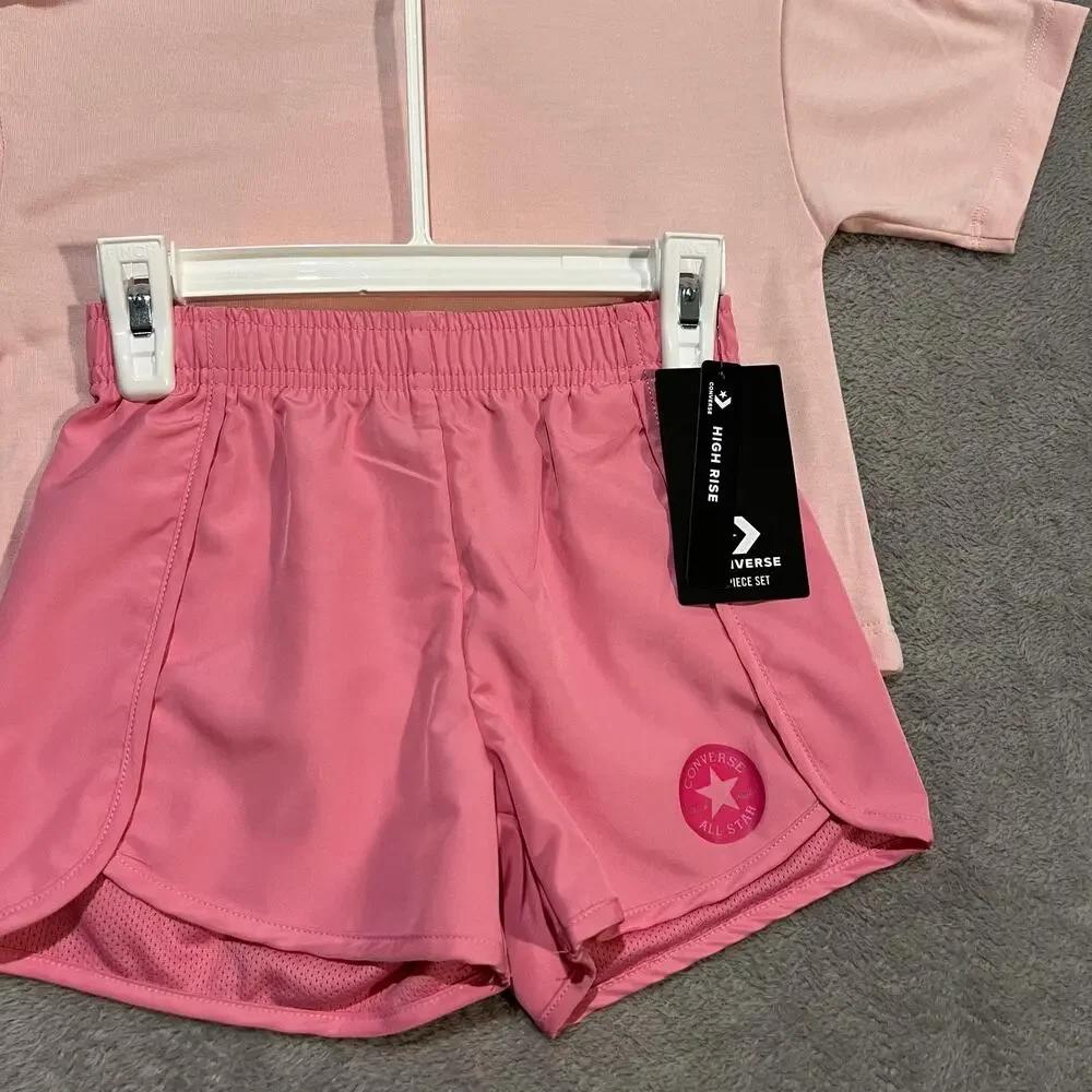 Converse Shirt Shorts Set Girls 5 Pink All Star Chuck Taylor 2 Piece Outfit